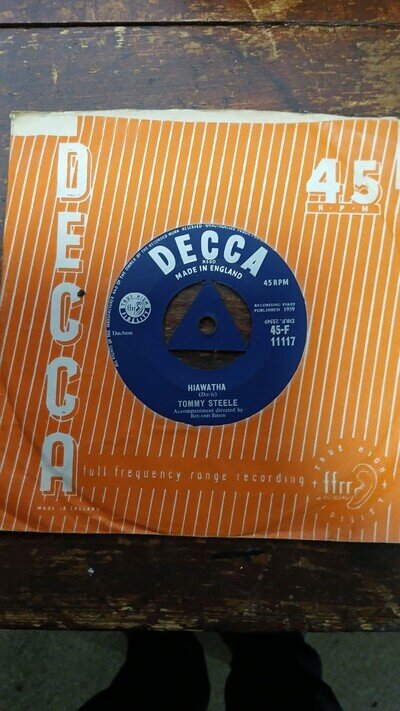 Hiawatha Tommy Steele Tri Centre 45rpm 1959 Rock N Roll