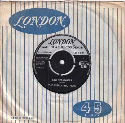 50s 60s Pop THE EVERLY BROTHERS like strangers 1960 UK 7" Vinyl 45 Mint