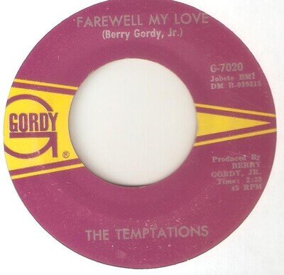 THE TEMPTATIONS Farewell My Love GORDY MOTOWN NORTHERN SOUL USA 45