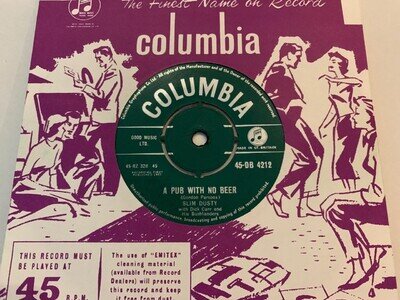 SLIM DUSTY A Pub With No Beer FOLK COUNTRY 1958 UK Columbia DB4212 NEAR MINT