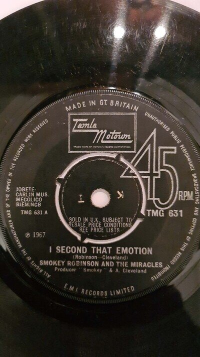 Smokey Robinson & the Miracles, I second that emotion, 1967 7" 45rpm VG