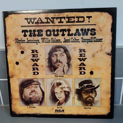 WAYLON JENNINGS/WILLIE NELSON - WANTED ! THE OUTLAWS 1976 UK 1st VINYL LP VG/VG