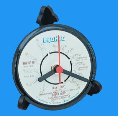 URIAH HEEP CLOCK Desk Table Top CLOCK Upcycled Vinyl ROCK SINGLE Record 4" Size