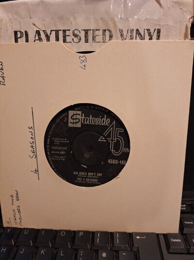 FOUR 4 SEASONS FRANKIE VALLI BIG GIRLS DONT CRY STATSIDE UK 7" VG VINYL 45