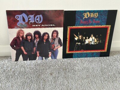 DIO - HUNGRY FOR HEAVEN/HEY ANGEL - 2 X 1ST PRESS 12" P/S LOT METAL EX/EX *L@@K*