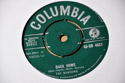 The Shadows - Back Home 7 Inch Vinyl Record