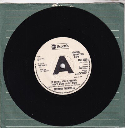 BARBARA MANDRELL..(IF LOVING YOU IS WRONG)..PROMO COPY..EXCELLENT 1978 ABC SOUL