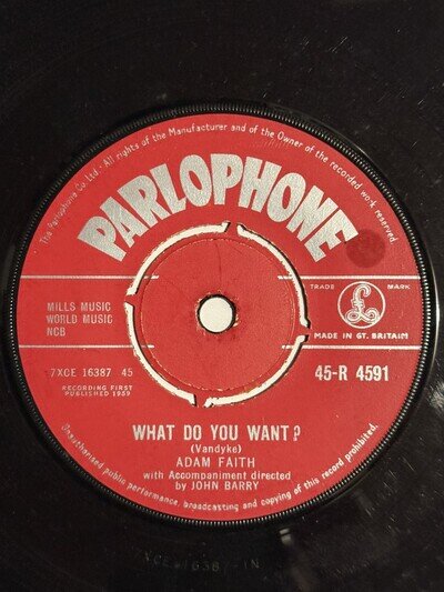 Adam Faith What Do You Want? Vinyl 7" Single 1959 Parlophone 45-R 4591