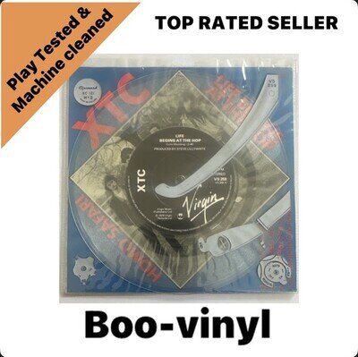 XTC ~ Life begins at the hop ~ 7” clear vinyl Record Punk New Wave EX / VG+