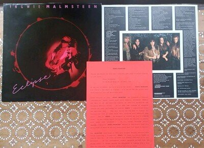 Yngwie Malmsteen Eclipse vinyl LP album record UK With Press Sheet Information