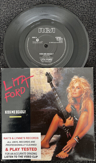 Lita Ford – Kiss Me Deadly 7'' Vinyl 1988 CLEANED/PLAY TESTED EX/VG+ VIDEO CLIP