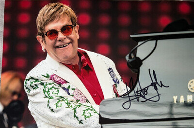 12x8 Photo Hand Signed by Elton John Rare Autograph Piano Man + Verified COA