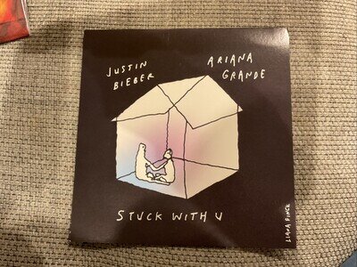 Ariana GRANDE Justin BIEBER Stuck With U Orig 2020 7" VINYL Record w- Alt Sleeve