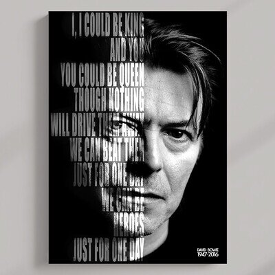 David Bowie - Heroes Lyrics Poster MULTI-PRINT or Three FRAMED Options NEW