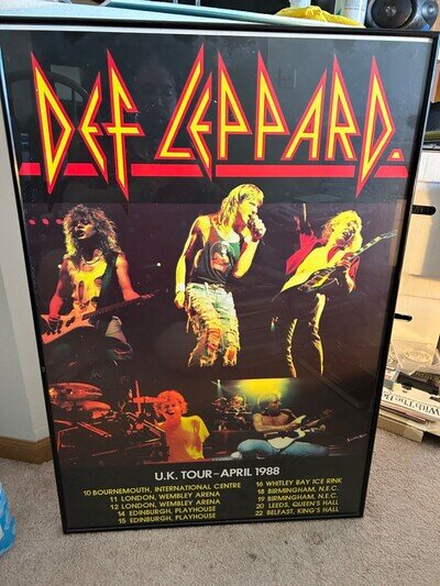 Def Leppard**RARE**Hysteria UK Tour 1988 Poster