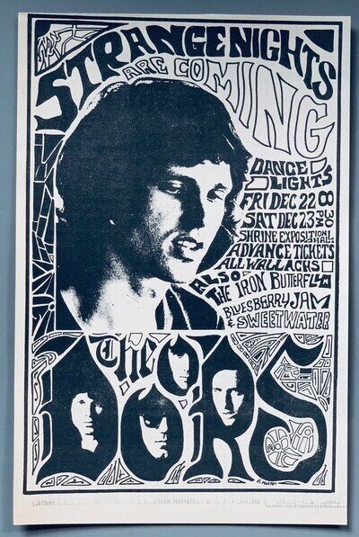 THE DOORS vintage 1967 Poster Style CONCERT ADVERT Jim Morrison STRANGE NIGHTS