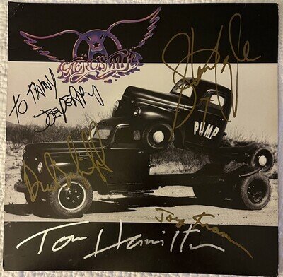 Aerosmith Signed Pump Album Flat Poster 1990 All 5 Signatures