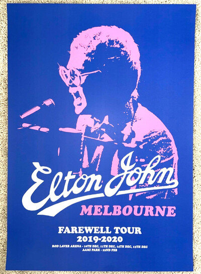 Elton John Melbourne Australia 2020 Farewell Tour Concert Poster Rod Laver Arena