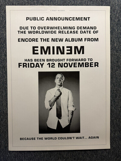 RARE ORIGINAL 77x51cm BILLBOARD RECORD STORE POSTER - EMINEM (2004)