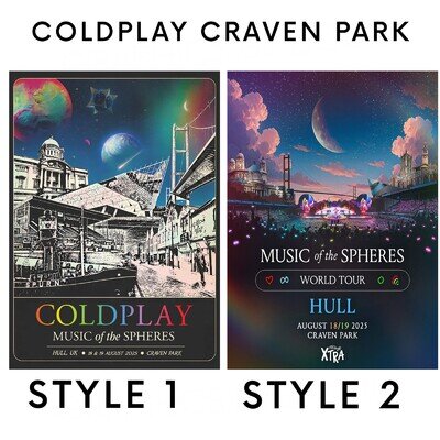 Coldplay Music Of The Spheres 2025 Craven Park London Tour Poster Print A5-A3
