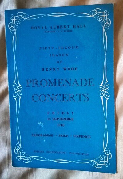 1946 HENRY WOOD promenade concert programme , with autograph slip
