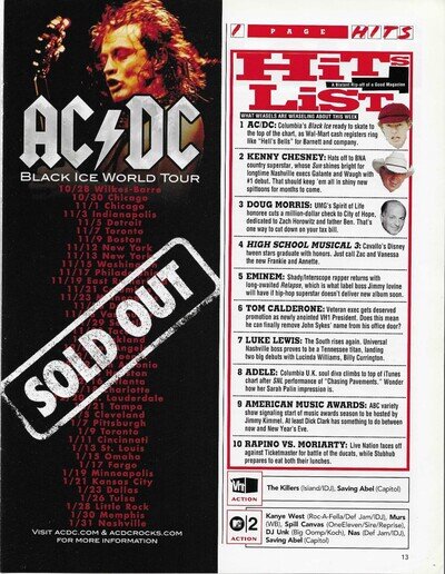 AC/DC ac dc acdc Vintage 2008 TOUR PROMO TRADE AD Poster of Black CD MINT 8.5x11