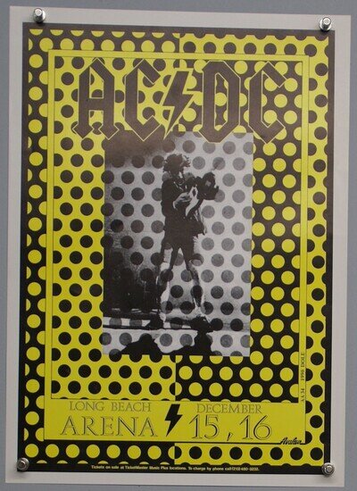 AC DC Poster Original Vintage Promotion Michael Dole Long Beach Arena LA 1990