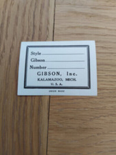 Gibson Kalamazoo White Label decal Blank NOS Genuine Original Not Reproduction