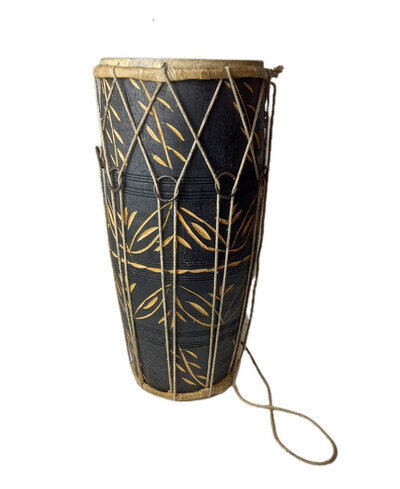 Vintage Dholak Indian Double-headed Rustic Folk Drum 40cm Hand Crafted