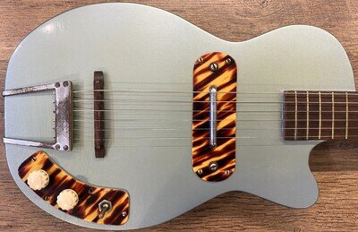 1953 Kay K-125 Stratotone "Peanut" Refinished Teal Green Electric Guitar w/Case