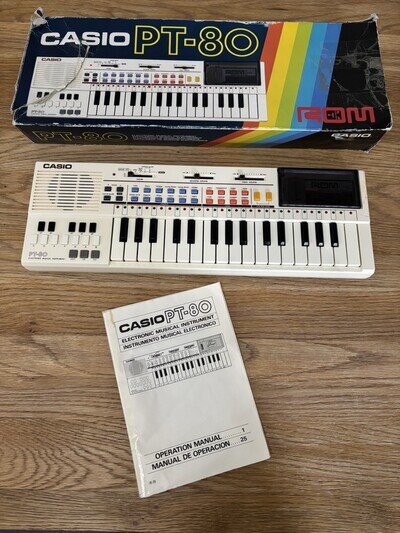 Casio PT-80 Electronic Keyboard + ROM Pack RO-551 Vintage Music Synthesiser