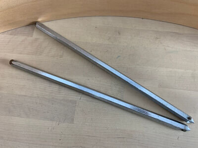 2x SLINGERLAND Magnum Bass Drum SPUR RODS Leg Parts Jumbo Hexagonal 80s Vtg Rare