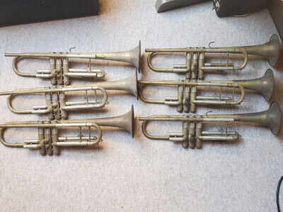 NOS 6 vintage unfinished trumpet bodies, needs repair! "Amati Kraslice ATR 312"