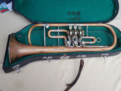 old rotary German trumpet "C. G. Schuster Jun." needs repair adjustable trigger