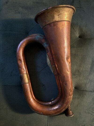 Antique British Army Brass Bugle Dated 1942 Made In Meerut