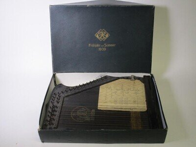 1 x old Arion cloth zither in box approx. 38x51 cm H VV1257