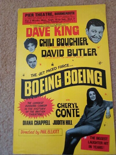 VERY RARE DAVE KING THEATRE FLYER BOEING BOEING PIER THEATRE BOURNEMOUTH