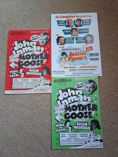 3 John Inman original theatre flyers