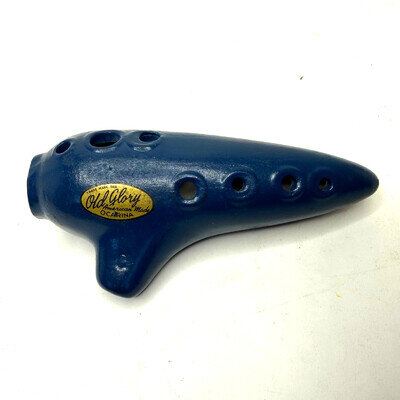 Vintage Old Glory American Made Blue Ocarina Musical Instrument
