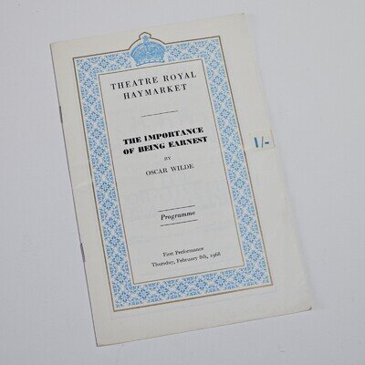 The Importance of Being Earnest Oscar Wilde 1968 Theatre Royal Programme