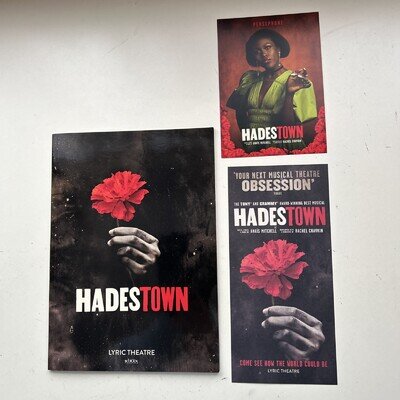 HADESTOWN The Musical Theatre Programme and flyer and postcard london