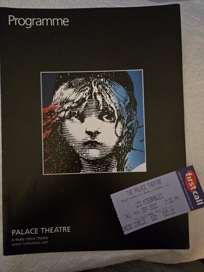 Les Misérables Palace Theatre Programme 2003 + Original Ticket West End