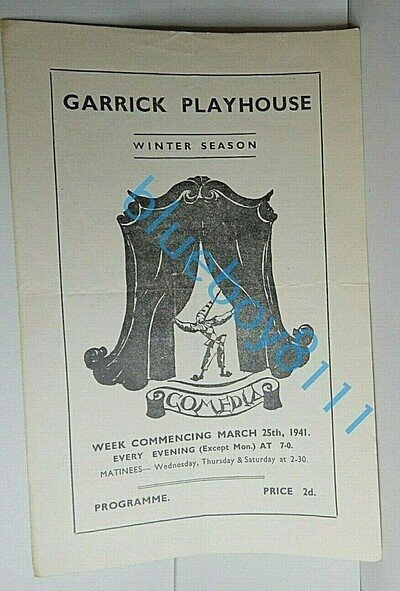 Garrick Playhouse Altrincham March 25th 1941 programme " The Ringer "