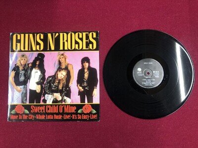 GUNS N ROSES SWEET CHILD O’ MINE WHOLE LOTTA ROSIE 12” VINYL RECORD