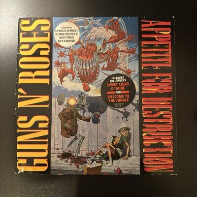 Guns N Roses Appetite for Destruction Vinyl LP First UK Press With Hype Stickers