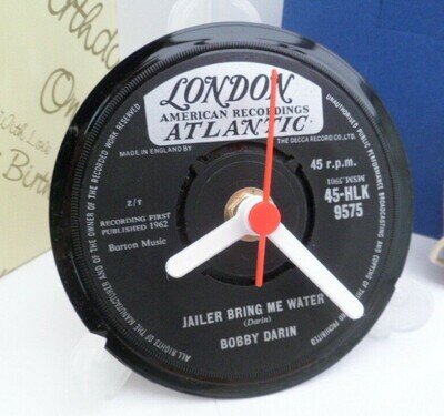 BOBBY DARIN CLOCK Desk Side Table Upcycled Vinyl Record Hit Single CLOCK Size 4"