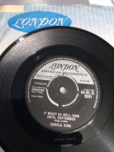 Carole King It Might as Well Rain Until September 7"45 Vinyl Single Issued 1962