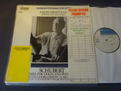 SCHUBERT - FANTASIA / CORELLI / DEBUSSY etc LP, Joseph Szigeti, SONY SOCU 23