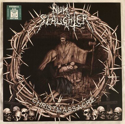 NUNSLAUGHTER-Christmassacre LP GREEN BIRTHDAY CAKE SHAPED 10 MADE
