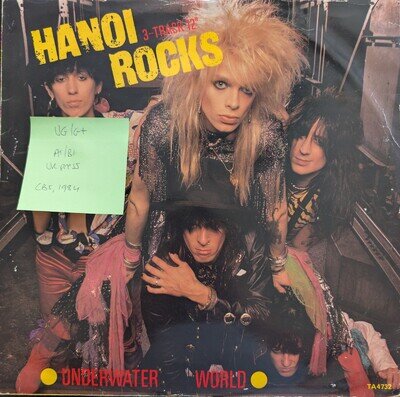Hanoi Rocks Underwater World Vinyl Record VG/G+ TA 4732 1984